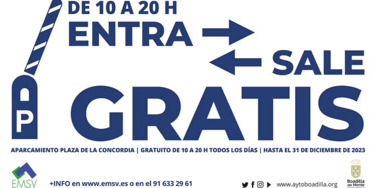 El aparcamiento de la plaza de la Concordia en Boadilla será gratuito en 2023