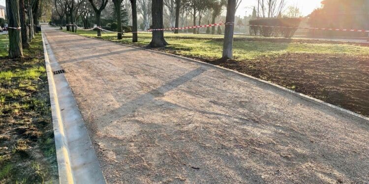 La zona verde de la Playa de Gandía de Las Rozas preparada para las lluvias