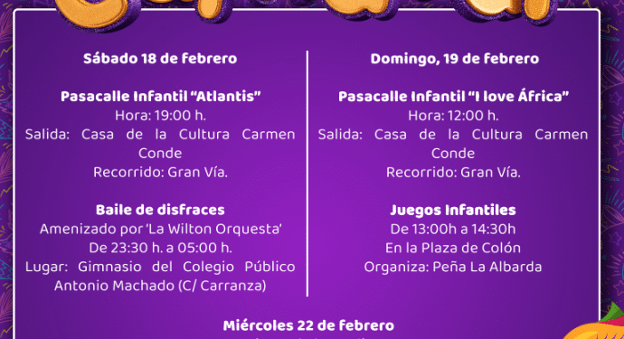 Actividades para todos los públicos para disfrutar del Carnaval
