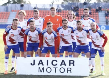 El Rayo Majadahonda antes de su partido ante el Celta B.